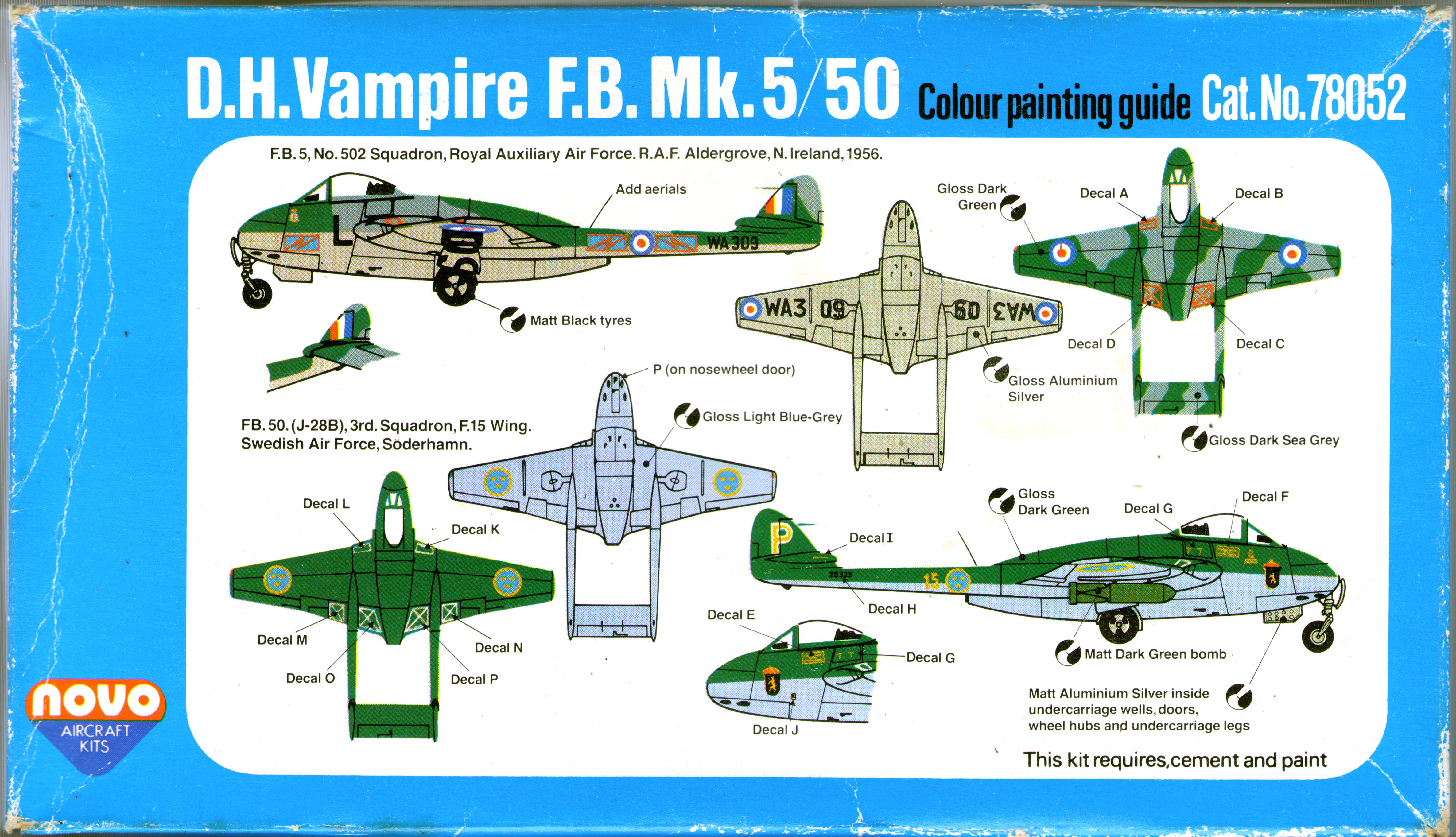 Схема окраски и маркировки NOVO F217 D.H. Vampire, 1978, серый картон